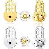 18K Gold Plated Earring Backs, Sturdy Waterdrop-Style Earring Backs Replacements for Droopy Ears, Big Earrings Lifter Backings for Studs Heavy Earrings, 6 PCS Multicolor