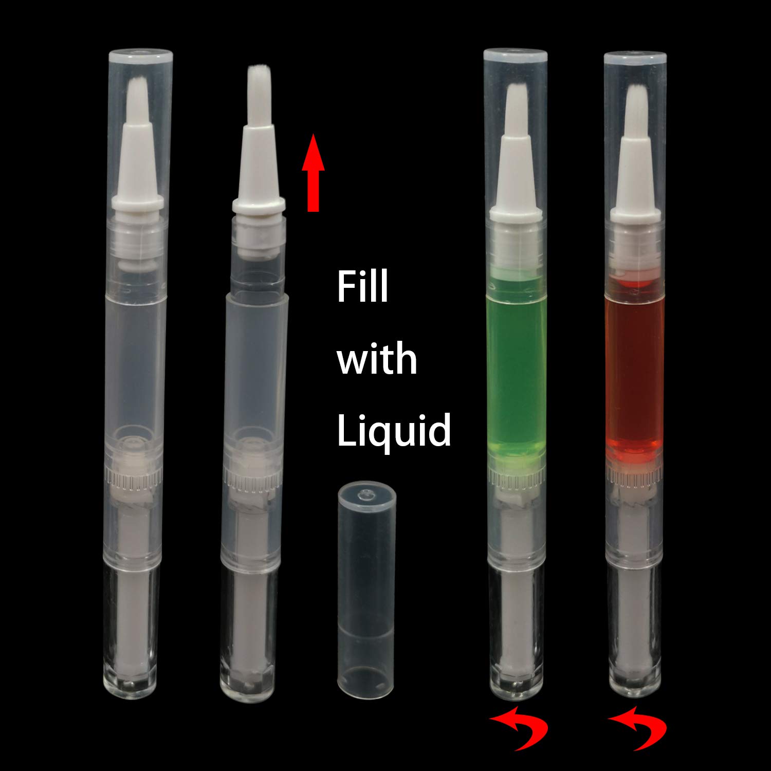 5 Pack 3 ml Transparent Twist Pens, Empty Nail Oil Pen with Brush Tip, Cosmetic Lip Gloss Container Applicators Eyelash Growth Liquid Tube (5x) : Beauty