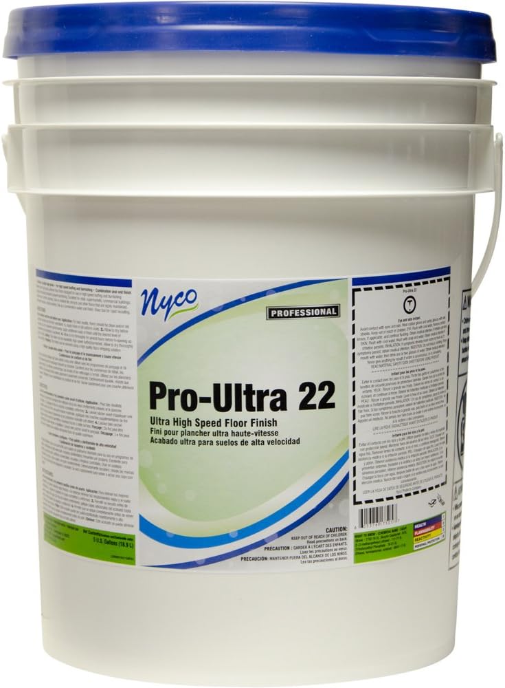 NycoPro-Ultra 22 Floor Finish - 5 Gallon Pail - Ultra High Speed Floor Finish Designed for High Speed Buffing and Burnishing - for Professional Facility Maintenance - (NL175-P5)