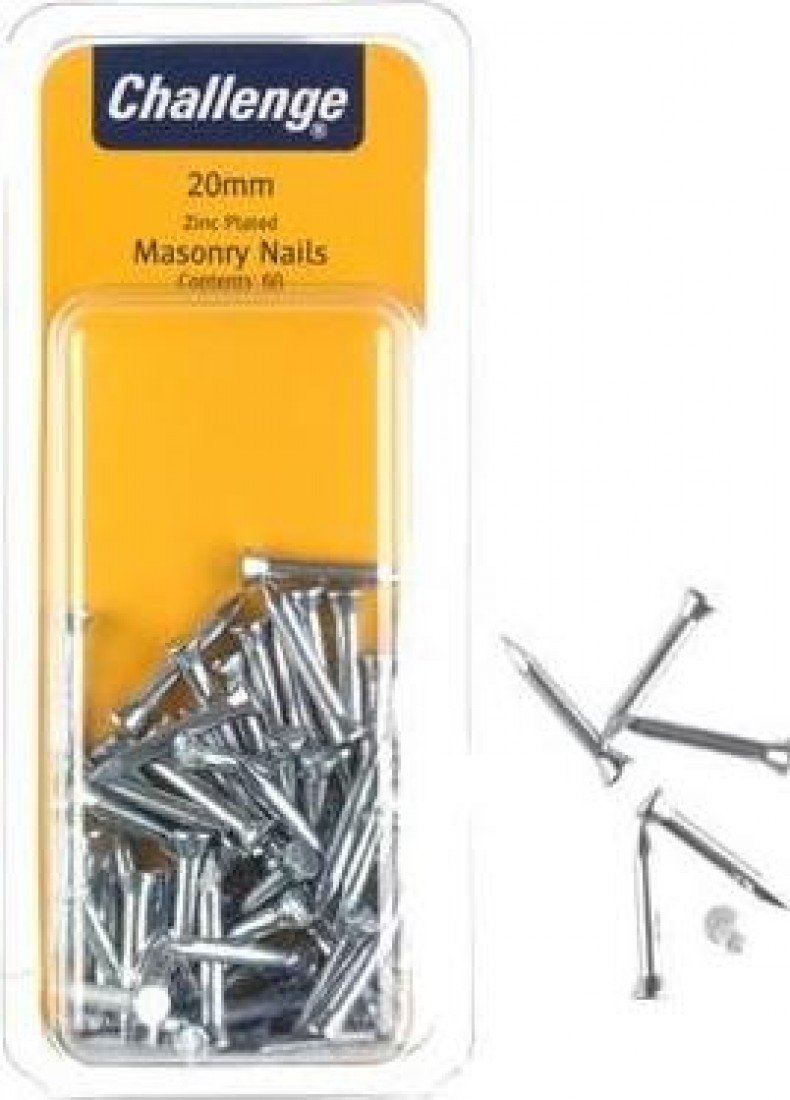 Chall Zinc Plated Masonry Nails 20mm Clam Pk 60pk - 40273