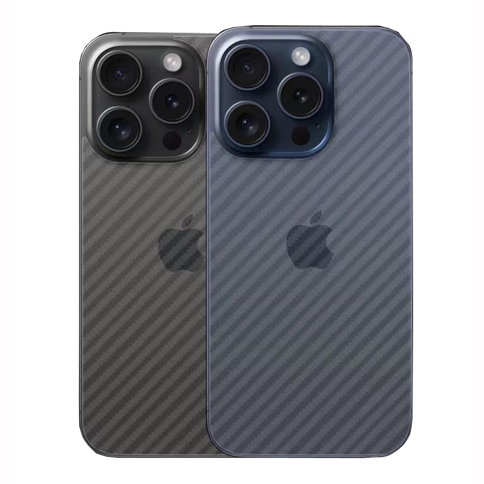 Photo 1 of for iPhone 15 Pro Back Screen Protector 3D Carbon Fiber Ultra Thin Protective Film-2 Packs-Transparent