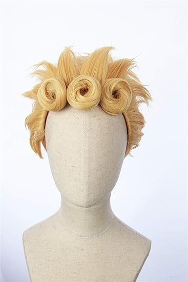 Amazon Com Cosplaywigscom Giorno Giovanna Wig Inspired By Japanese Anime Jojo S Bizarre Adventure Short Blonde Spiky Prestyled Hair For Adults And Teens Beauty