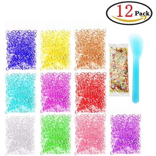 Plastic Fishbowl Slime Beads for Crunchy Slime,Decoration Beads for Vase and DIY Crafts,12 Pack with 10 Colors