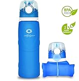 silbyloyoe Silicone Water Bottle Foldable Collapsible Anti Leakage with Leak Proof Valve Bottles Travel Outdoor Sports Lightwight Portable BPA Free Medical Food Grade 26 Ounce
