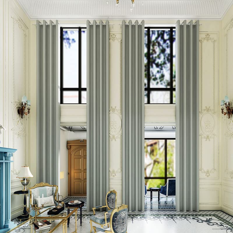 Photo 1 of Grichril Extra Long Blackout Curtains - 2 Story High Living Room Drapes - Tall Curtains for High Ceiling or Long Window - 144 156 168 192 204 216 240 Inch 12ft-20ft Length(1 Panel,Grey, 52?x144?)