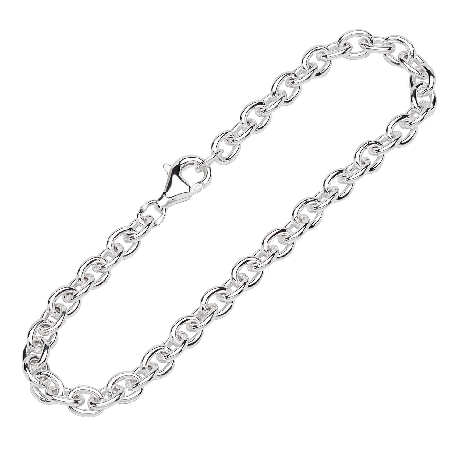 NKlaus bracelet 925 Sterling Silver 18,5cm anchorchain round ladies shiny bracelet chain fine 12425