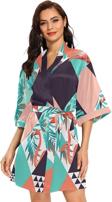 flamingo kimono robe