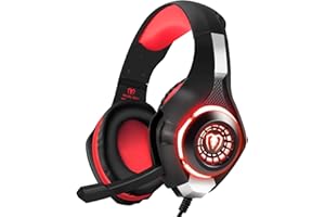 BlueFire 3.5mm Professional Gaming Headset, PC Gaming Headphone with Mic and LED Lights for Laptop, Computer(Red)