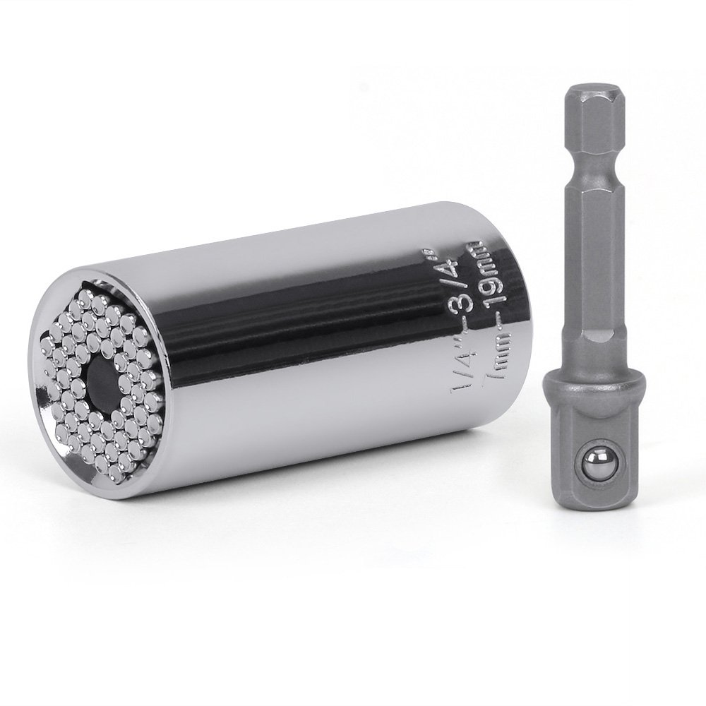 Universalschlüssel Adapter,Standard 1/4 in - 3 / 4in,Metrisch 7- 19mm Multifunktions-Universal-Handwerkzeuge Steckschlüssel Adapter Repair Tools Universalnuss Selbsteinstellende Kombination