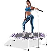 Newan 48'' Fitness Trampoline with Adjustable Handle Bar, Silent Trampoline Bungee Rebounder Jumping Cardio Trainer Workout for Adults - Max Limit 330 lbs