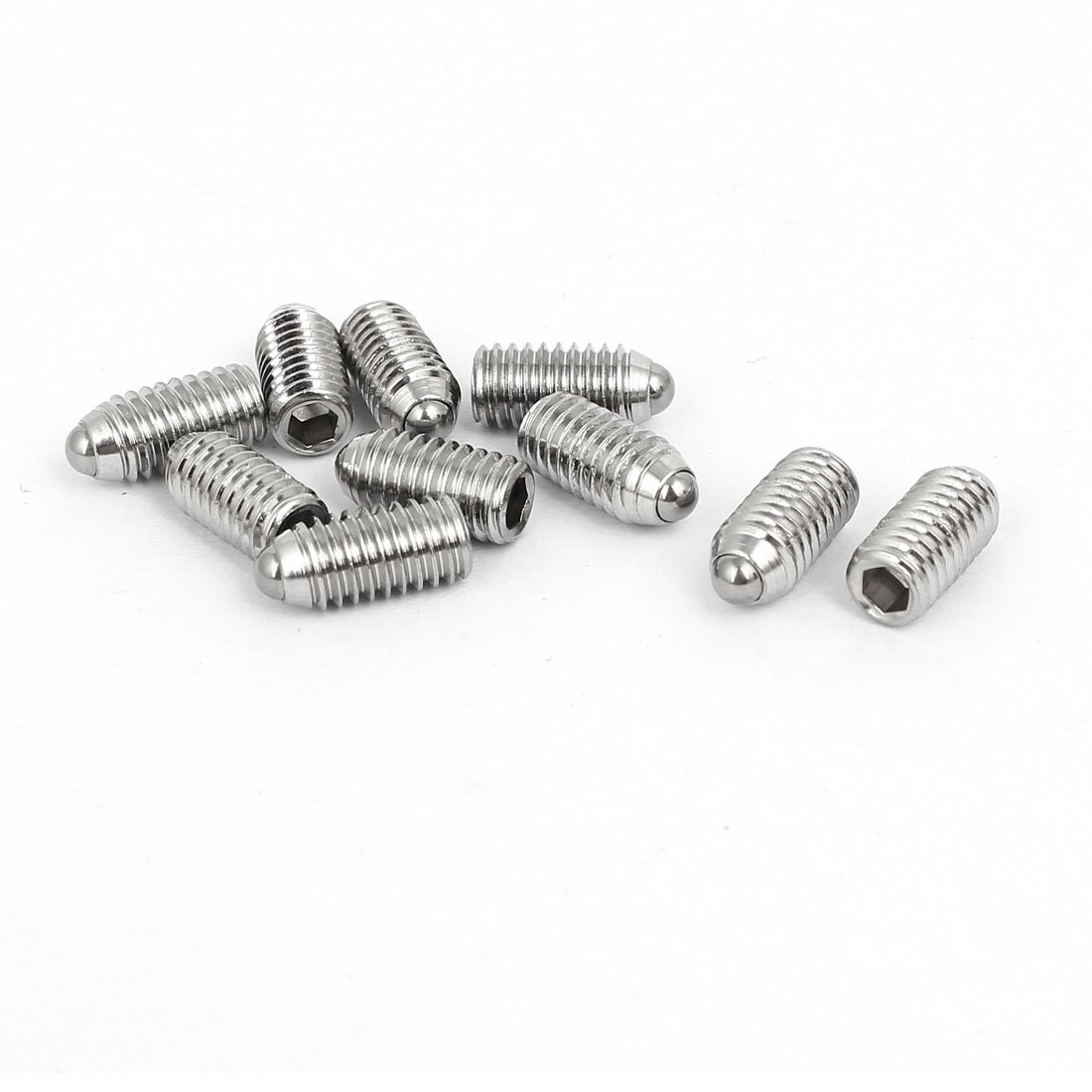 Sourcingmap M6x12mm 304 Stainless Steel Spring Hex Socket Ball Point Grub Set Screws 10pcs