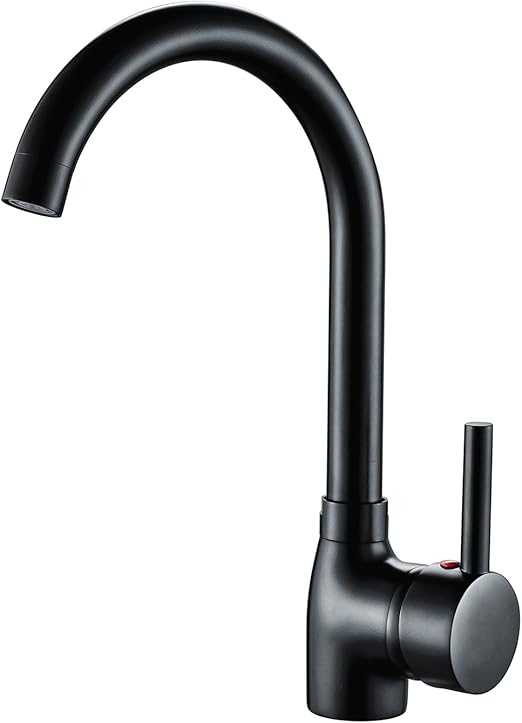 Hapilife Black Kitchen Mixer Taps Single Lever Sink Taps Swivel Spout