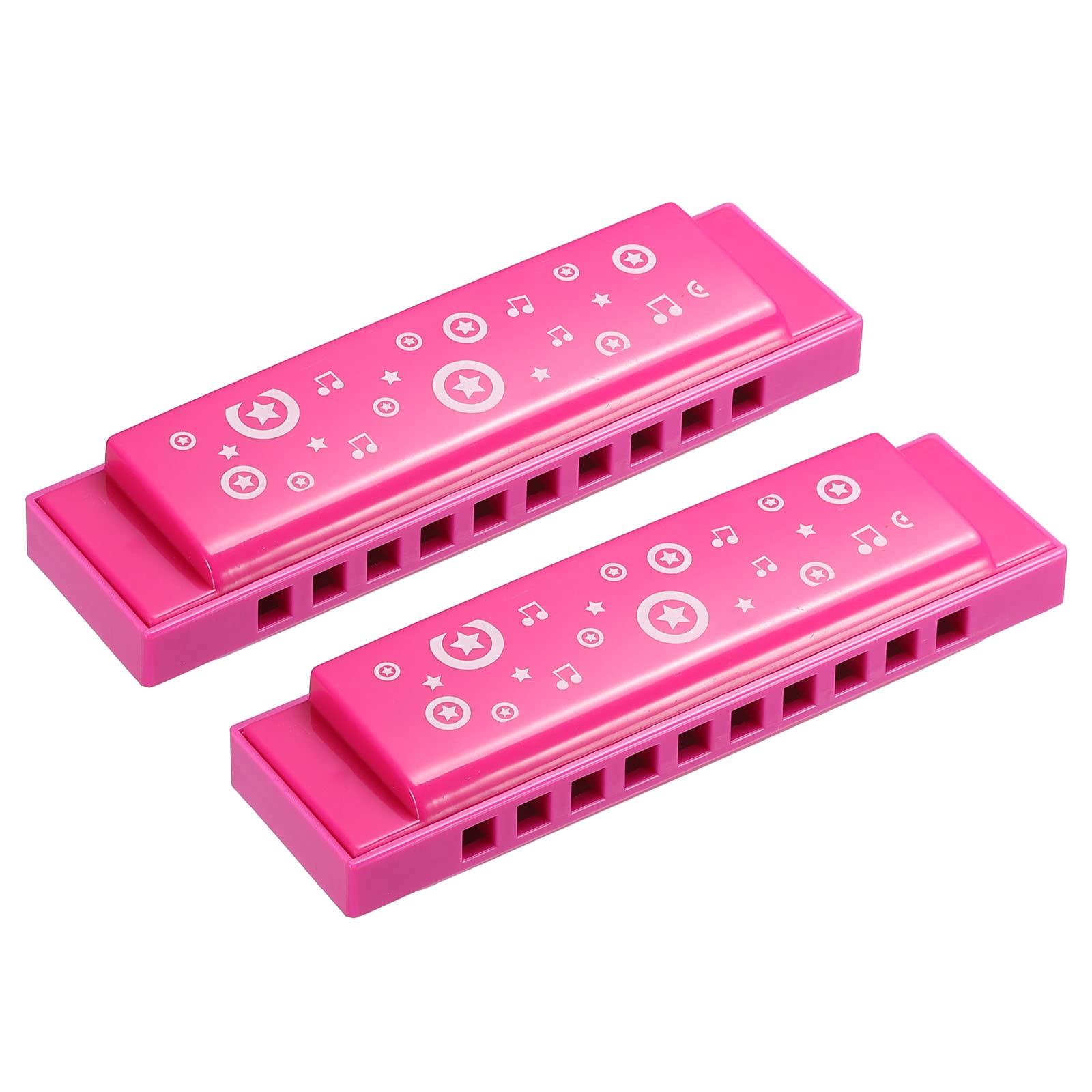 PATIKIL Translucent Harmonica Assorted Colors 10 Holes Pink ABS Harp Mouth for Educational Musical Instruments Beginners Adults Professionals Pack of 2