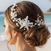 CASDRE Starfish Bride Wedding Hair Vine Pearl Mermaid Headpiece Beach Headband Hair Accessories for Women (Silver, One Size)