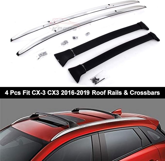 KPGDG Fit for Mazda CX3 CX3 20162020 4Pcs Roof Rail Roof Rack Side
