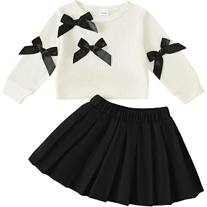 Renotemy Toddler Girls Clothes Fall Winter Dress Pleated Skirt Set 18M-6T | Toddler Girl Outfits,Long Sleeve Sweatshirt Pleat