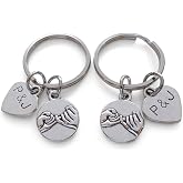 Custom 2 Pinky Promise Keychains with Stamped Tag for Couples or Best Friends Initials, Anniversary Gift Keychain