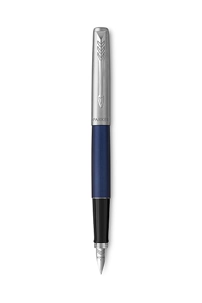 Parker Jotter Füllfederhalter, Metallschaft in Royal Blue, Federstärke M, Blaue Tinte, Inklusive Geschenkbox
