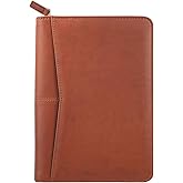 Konper Junior Padfolio Portfolio with 5 x 8 Writing Pad, A5 Business Portfolio Binder Folder Organizer Multi-Function Combination Case for Men Women, Brown