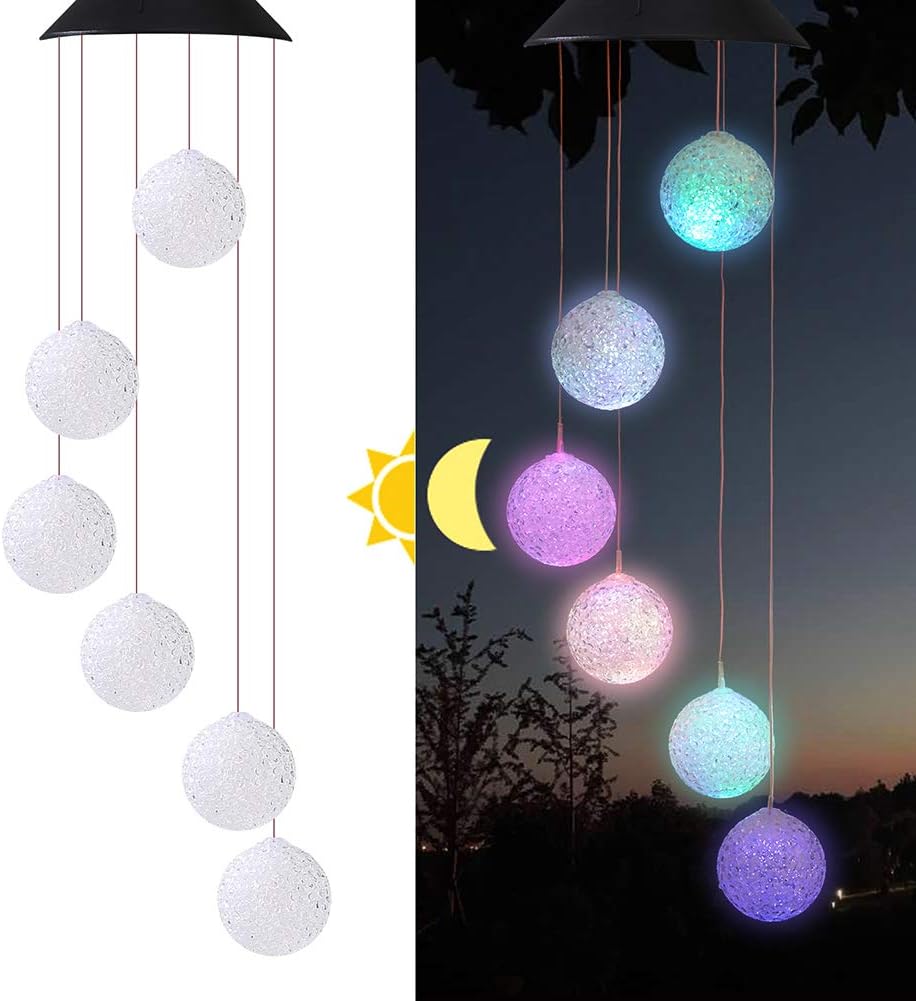 Eleven Direction Solar String Light Wind Chimes, Gifts for Mom, Auto Charge Color Changing Crystal Ball Solar Lights, Outdoor Decorations for Garden Lawn Patio Yard Porch Window : Garden & Outdoor