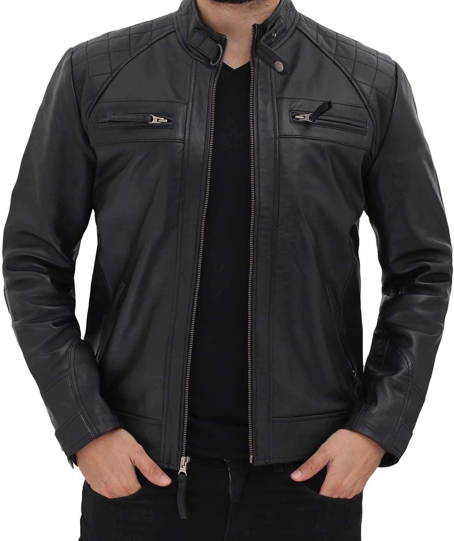 Brown Leather Jacket Men - Real Lambskin Distressed Black Leather Jackets for Men