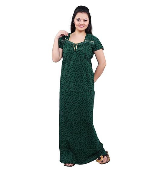 Women's Cotton Feeding Nighty (VEER087, Green, Free Size)