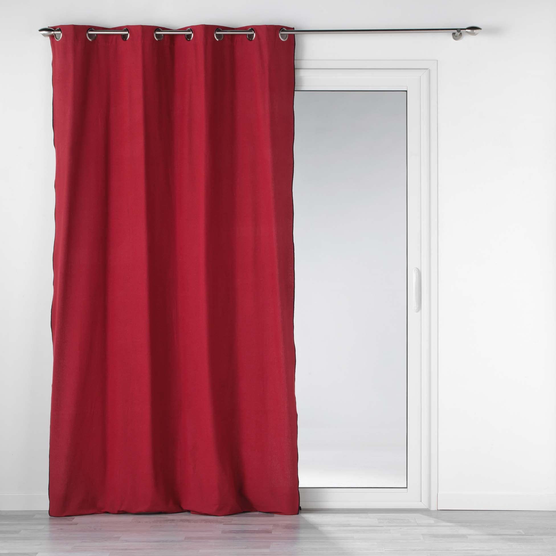 Douceur d'Intérieur, Grey China Recycled Cotton Plain Eyelet Curtain 140 x 240 cm Mistralin