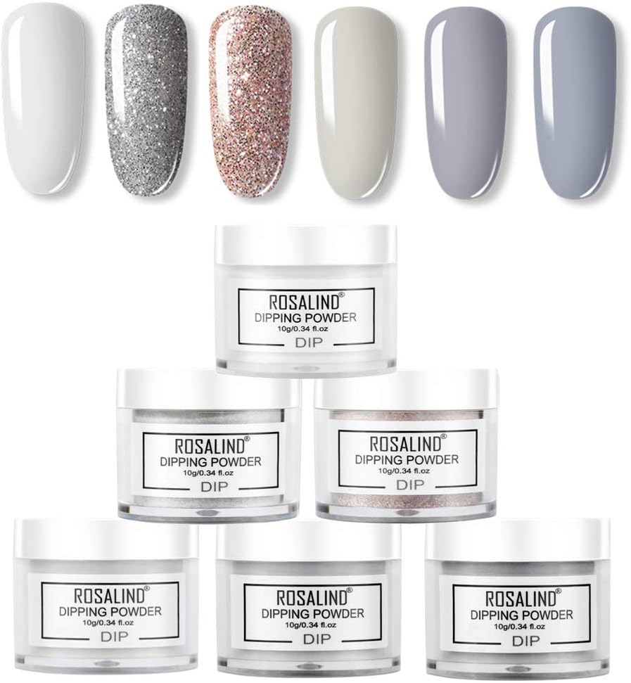 ROSALIND Dipping Powder Colours Set,Nails Dip Glitter Powder Collection, Nail Art Acrylic Powder Set, Manicure Nail Dip Salon Kit 10g (04)