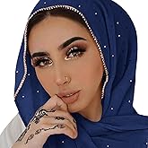 Piewag Hijab Scarf for Women Soft Chiffon Rhinestone Long Scarf Shawl Fashion Muslim Hijab Head Wrap Scarves