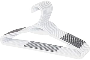 Set Of 10 Slim Non Slip Hangers By Neatfreak - Space Saving Hangers For Clothes With Lingerie Hooks And Pants/Accessories Bar - Patented W Frame White Plastic Hangers