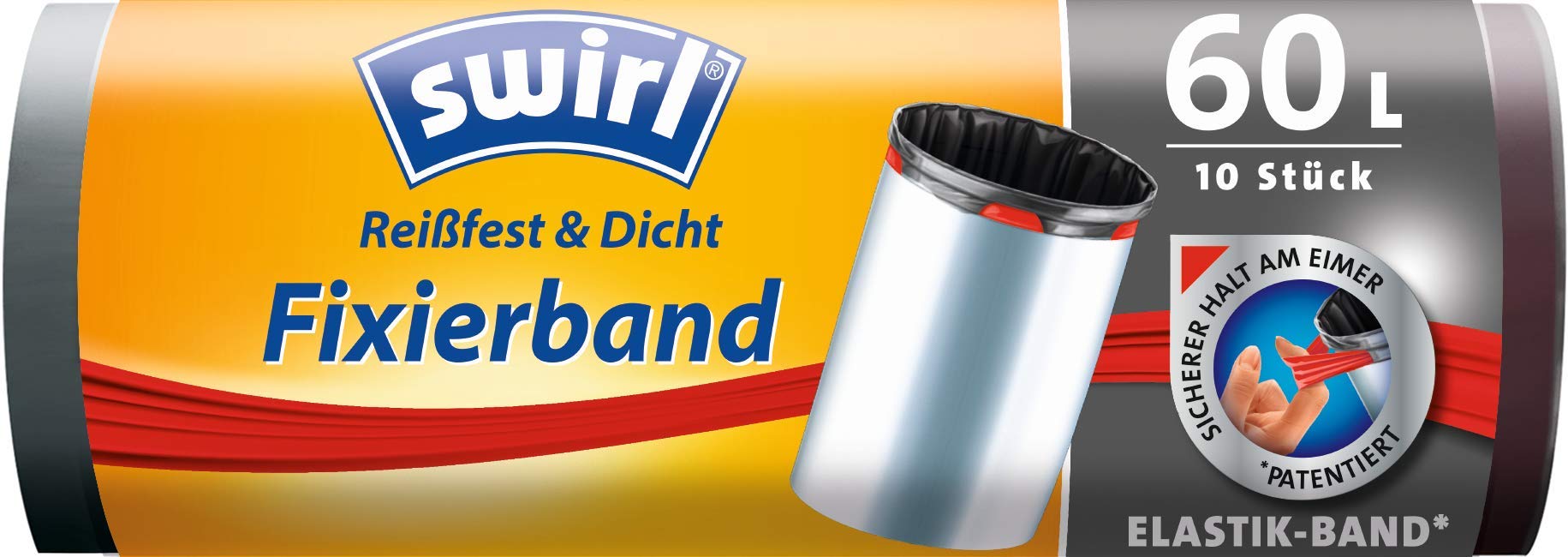 Swirl-fixierband, Trash Bags, 1 roll, Anthracite, Black, 60 Liter (68 x 73 cm)