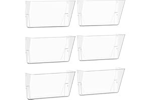 Gawerk Clear Acrylic Single Pocket, Plastic Hanging Wall Mount File Holder for Office Home (Clear, pack6)