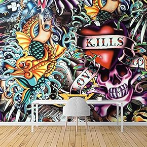 Wall Mural Graffiti Removable Wallpaper Wall Sticker for Bedroom Living Room - 66x96 inches