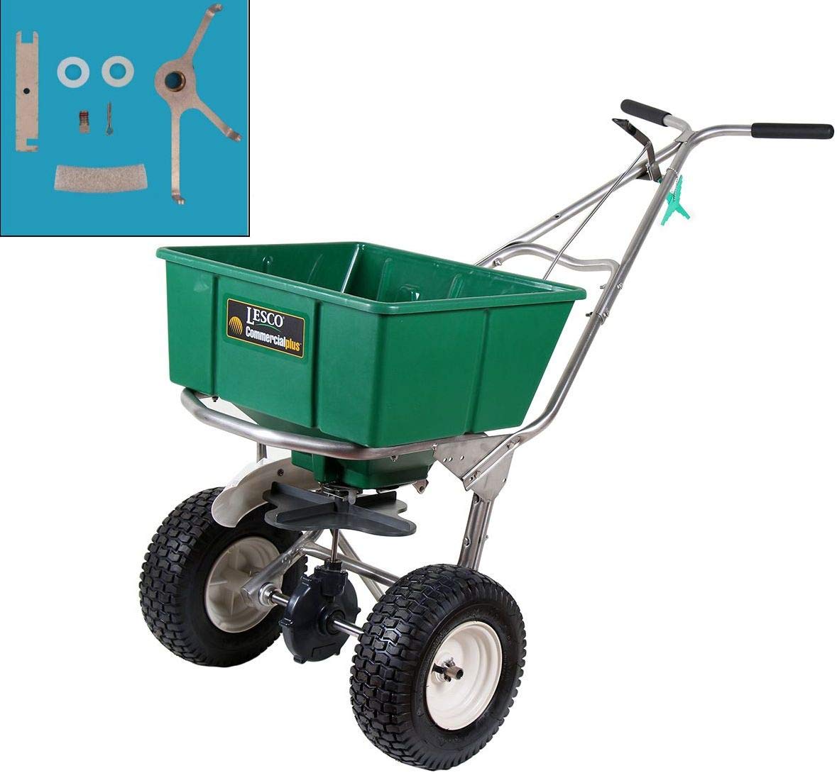 Amazon.com : Lesco 101186 High Wheel Walk-Behind Fertilizer Spreader with  T422400 Breakthru Agitator Kit (Bundle, 2 Items) : Garden & Outdoor