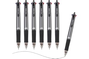 PATIKIL Multicolor Ballpoint Pen, 6Pcs 0.5mm Retractable Medium Point Shuttle Ballpoint Pen 4 Color Ink Ball Point Pen Suppli