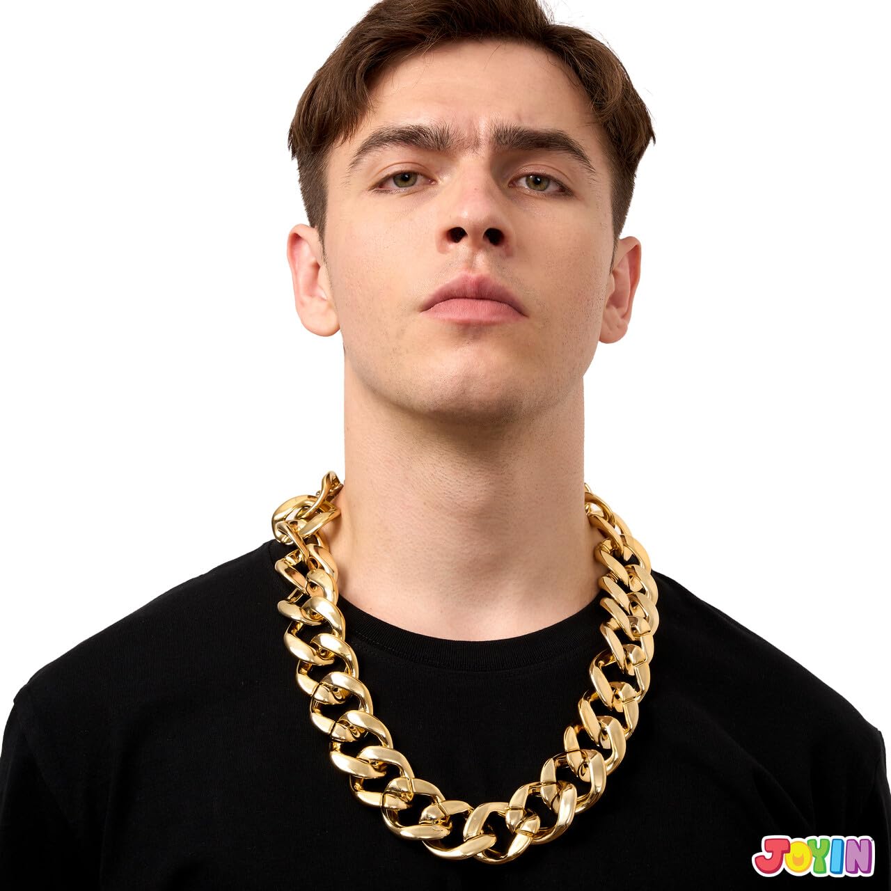 Spooktacular Creations Spooktacular Creations Chunky Fake Gold Chain for Hip Hop Rapper Costume Jewelry, Fake Plastic Gold Necklace Accessories for 80s 90s Men Women Halloween Costume Dress Up Party Props