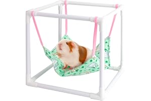 BESNEW Waterproof Guinea Pig Hammock with Stand,Cute Guinea Pig Printed Hammock for Guinea Pigs Bunny Ferret Hamster Hiding Sleeping Activities Bite-Proof Soft and Easy to Clean