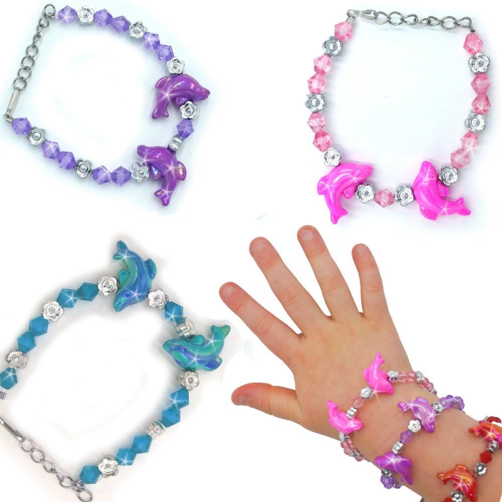 German Trendseller® - 6 x dolphin bracelet for little girls┃little dolphins┃crystal look children birthday