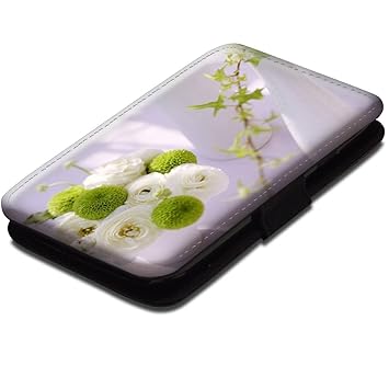 Fleurs 10022 Fleur Blanche Noir Coque Housse Pochette Cover Coquille En Cuir Avec Dessin Coloré Et Fermeture Noir Magnetique Pour Samsung Galaxy S3