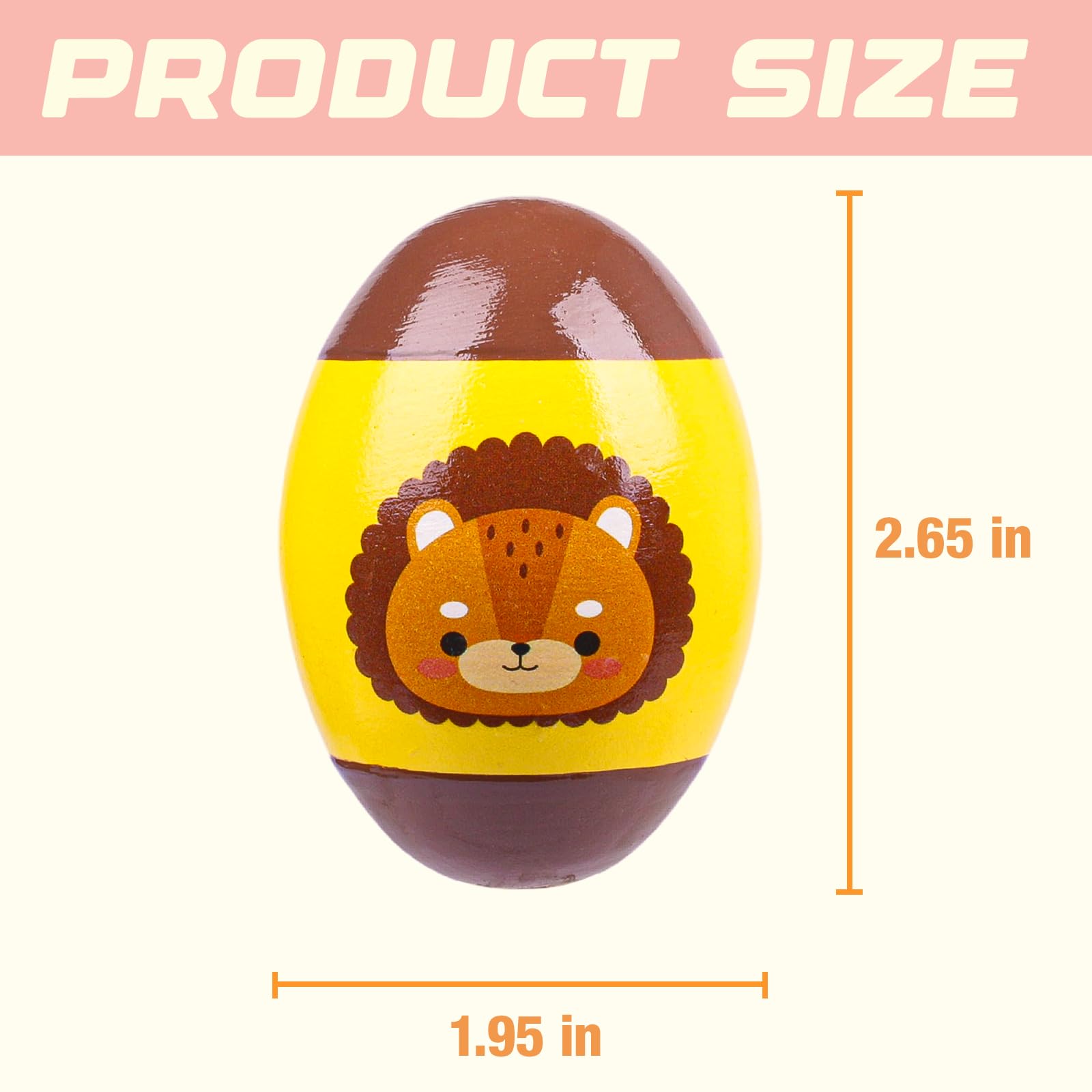 Exun 6 Pack Wooden Percussion Musical Animal Shake Eggs Easter Egg Shakers for Kids Boys Girls Toddlers Easter Gifts, Easter Basket Stuffers Fillers, Party Favors, Easter Hunt, Classroom Prize