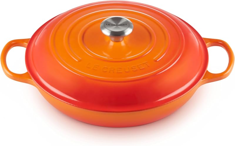 LE CREUSET Signature Shallow Casserole 30cm Flame Ss Knob Le Creuset