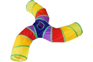 Bemodst Cat Tunnel for Indoor Cats Large,Cat Tubes and Tunnels Collapsible S-Shape Cat Tubes Kitty Tunnels Interactive Cat Toy with Storage Bag for Cat Small Dogs Ferret Rabbit (Colored 3-Way)