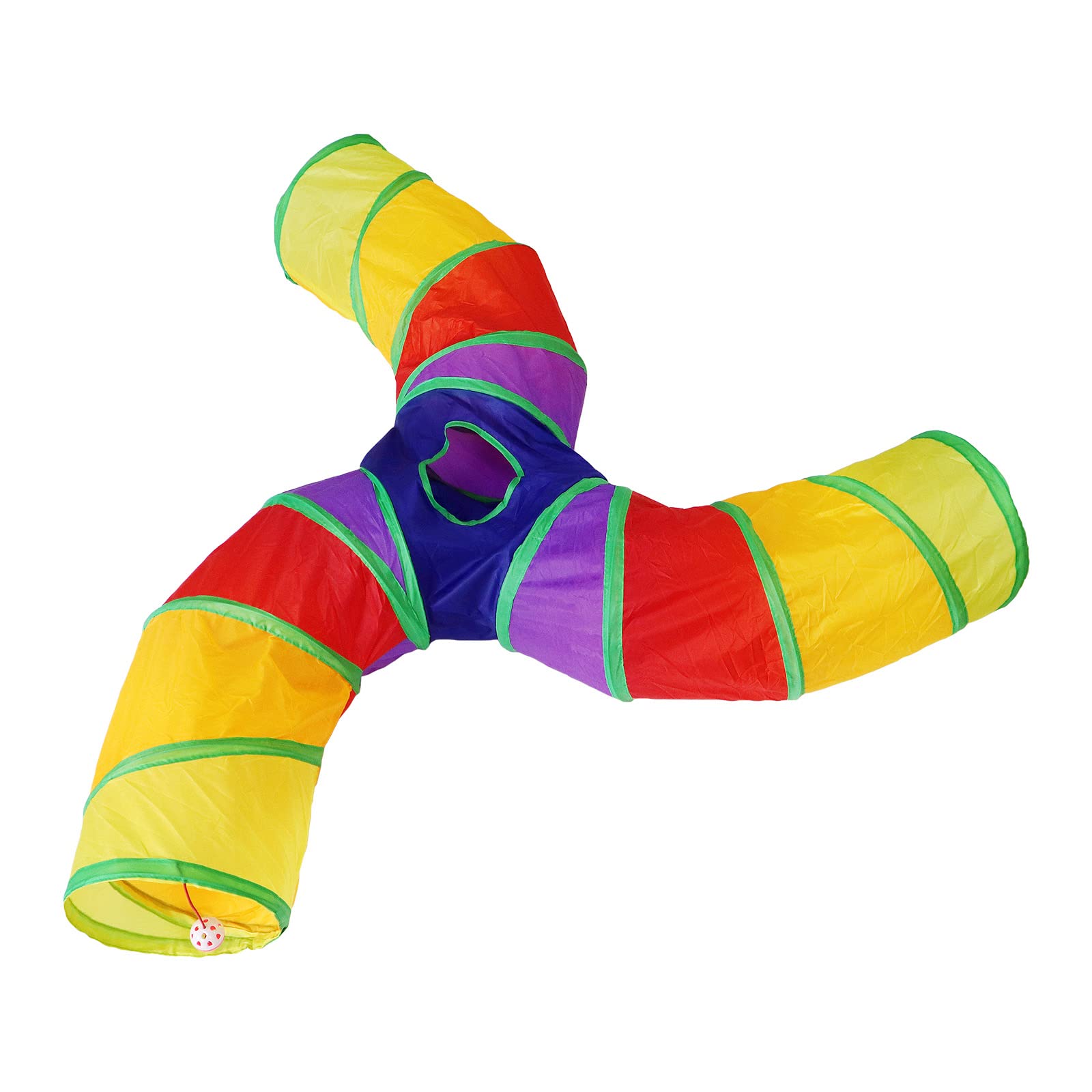 Bemodst Rainbow Cat Tunnel - 3-Way S-Shaped Pet Tunnel, Collapsible Cat & More Play Tent Maze House