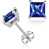 ChicSilver 925 Sterling Silver Earrings Sparkling Heart/Round/Princess Cut Birthstone Earrings for Women Birthday Jewelry with Gift Box