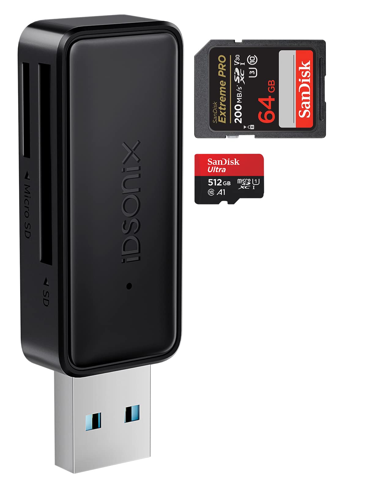External Memory Card Reader 5Gbps - iDsonix 2-in-1 SD Card Reader USB, Fast Read USB SD Card Reader for SD/SDHC/SDXC/Micro SD/Micro SDXC/TF/MMC
