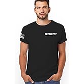 Veracco Security Guard Shirt for Men – Event Staff Uniform T-Shirt with USA Flag Sleeve – Bouncer & Club Security Costume