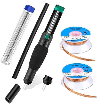 MOGAOPI Desoldering Wick & Solder Sucker Pump 2.5mm x 1.5m Braid, Pump Tool