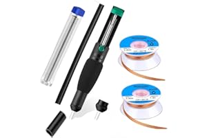 Mogaopi Desoldering Wick, Desoldering Pump, Solder Sucker, Solder Wick, 2pcs Solder Braid (2.5mm Width, 1.5m Length) Solder Wire, Replacement Tip, Desoldering Vacuum Pump Solder Removal Tool
