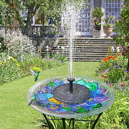 TOMONOLO Solar Bird Bath Fountain with Battery Backup, 2.5W Free Standing Solar Water Pump Kit for Birdbath, Pond, Pool, Garden