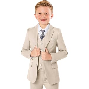 Trasign Boys Formal Suit 5 Piece Kids Toddler Tuxedo Suits Set | Jacket vest pants, shirt and tie, ring bearer outfit, weddin